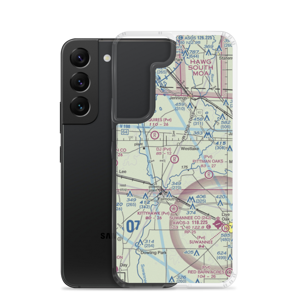 DJ Farm Airport (FA93) VFR Sectional Samsung Case Samsung Galaxy S22 model shown