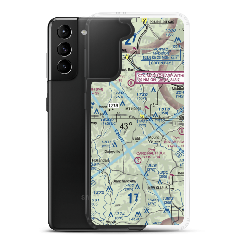 Docken Field (37WI) VFR Sectional Samsung Case Samsung Galaxy S21 Plus model shown
