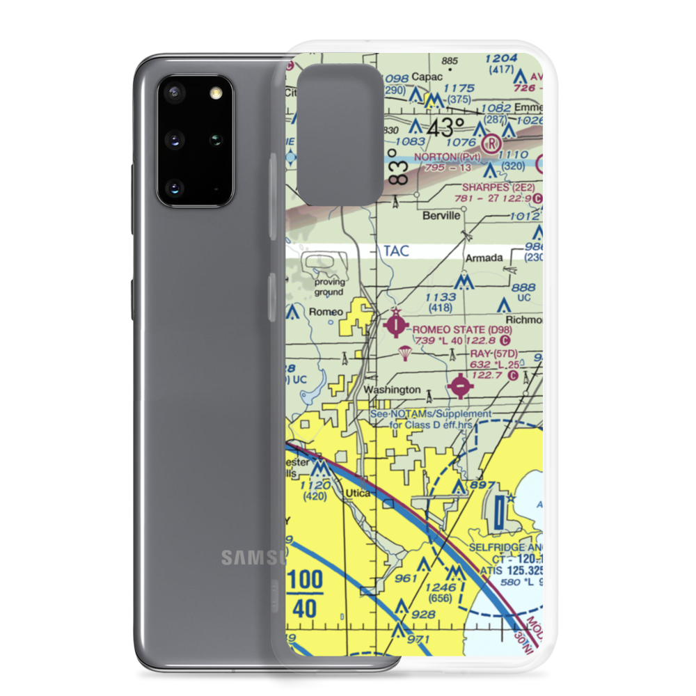 Dodge Airport (MI50) VFR Sectional Samsung Case Samsung Galaxy S20 Plus model shown