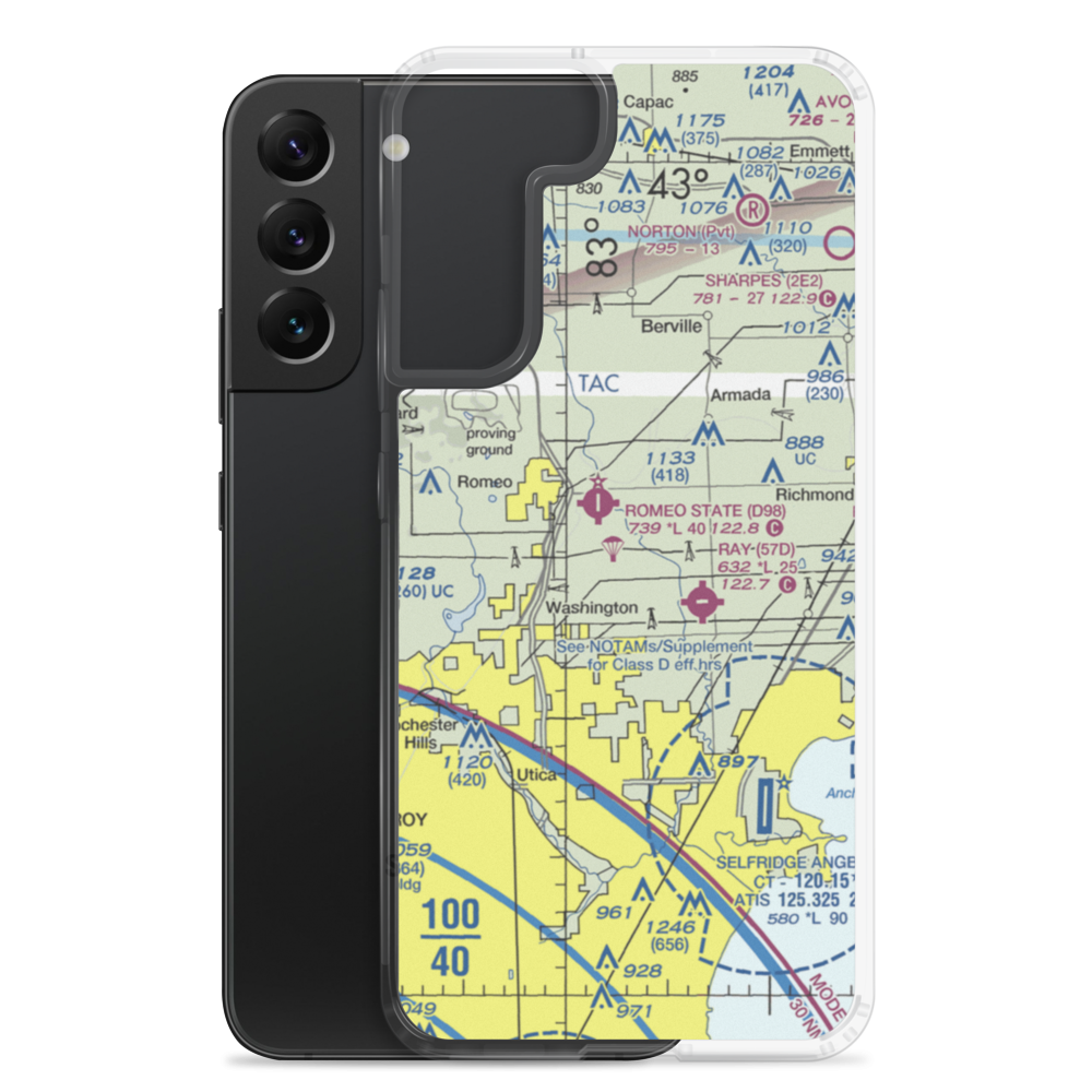 Dodge Airport (MI50) VFR Sectional Samsung Case Samsung Galaxy S22 Plus model shown