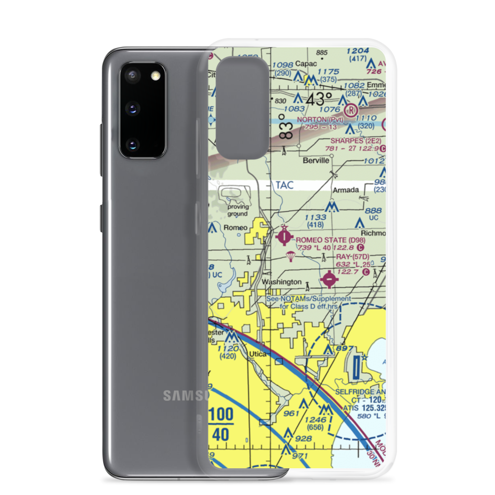 Dodge Airport (MI50) VFR Sectional Samsung Case Samsung Galaxy S20 model shown