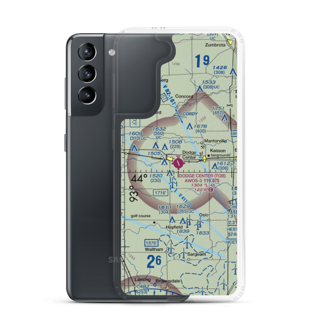 Dodge Center Airport (TOB) VFR Sectional Samsung Case Samsung Galaxy S21 model shown