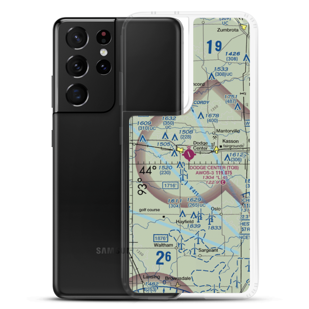 Dodge Center Airport (TOB) VFR Sectional Samsung Case Samsung Galaxy S21 Ultra model shown