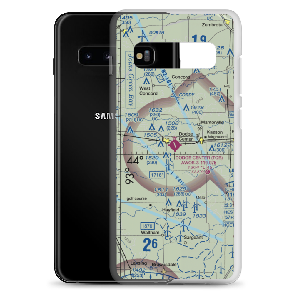 Dodge Center Airport (TOB) VFR Sectional Samsung Case Samsung Galaxy S10+ model shown