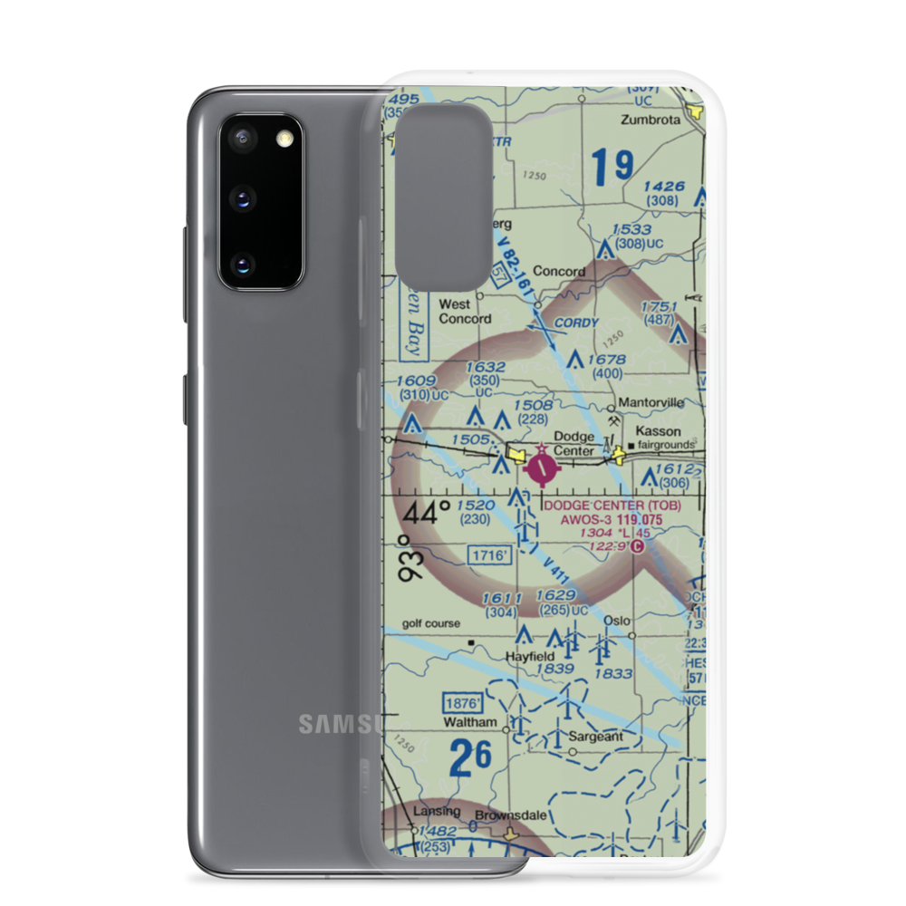 Dodge Center Airport (TOB) VFR Sectional Samsung Case Samsung Galaxy S20 model shown