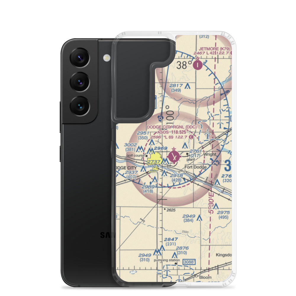 Dodge City Regional Airport (DDC) VFR Sectional Samsung Case Samsung Galaxy S22 model shown