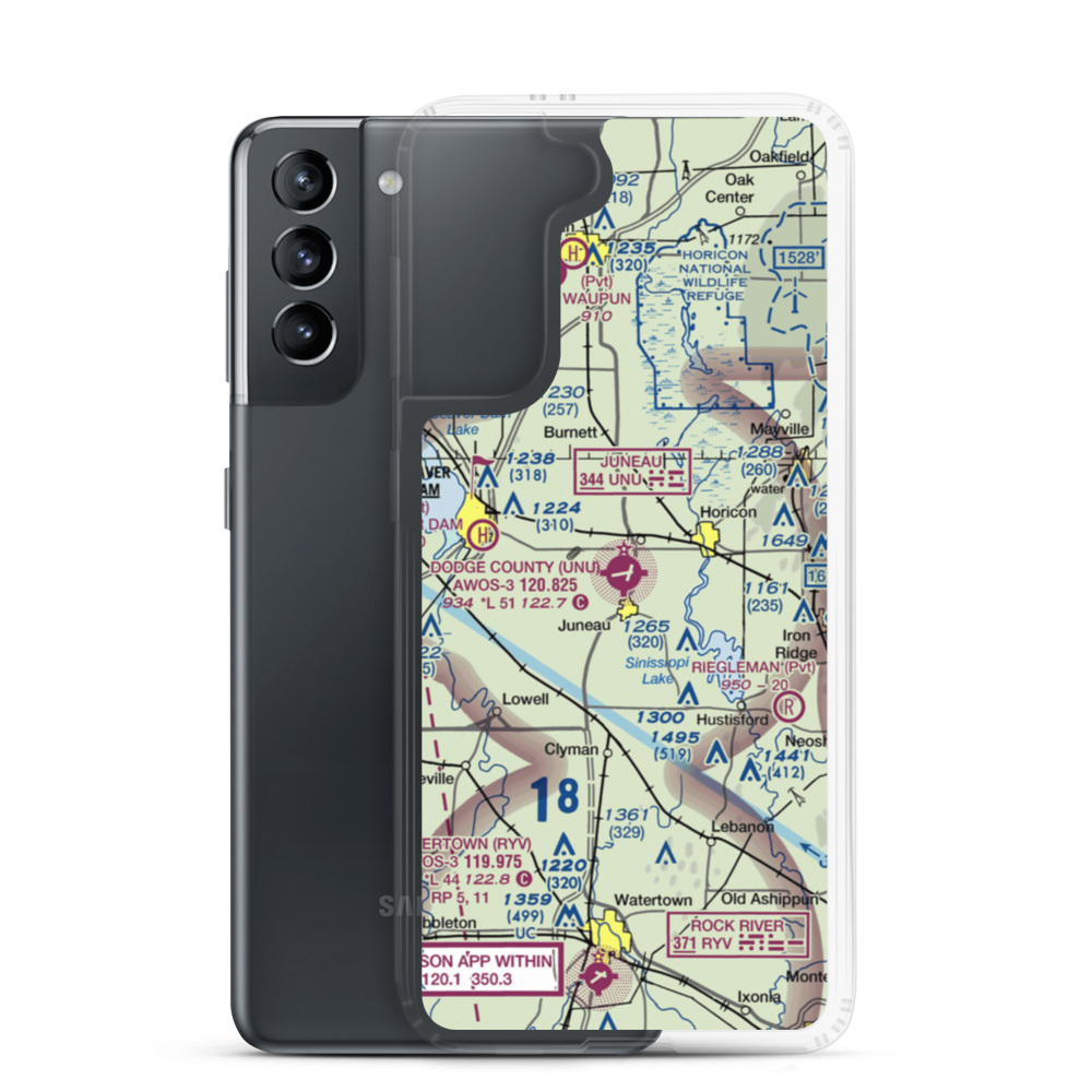 Dodge County Airport (UNU) VFR Sectional Samsung Case Samsung Galaxy S21 model shown