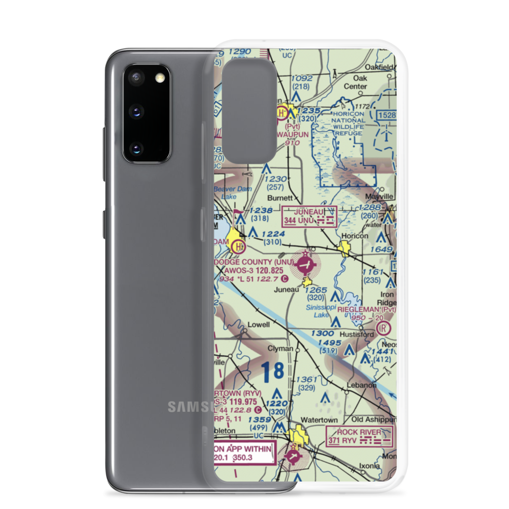 Dodge County Airport (UNU) VFR Sectional Samsung Case Samsung Galaxy S20 model shown