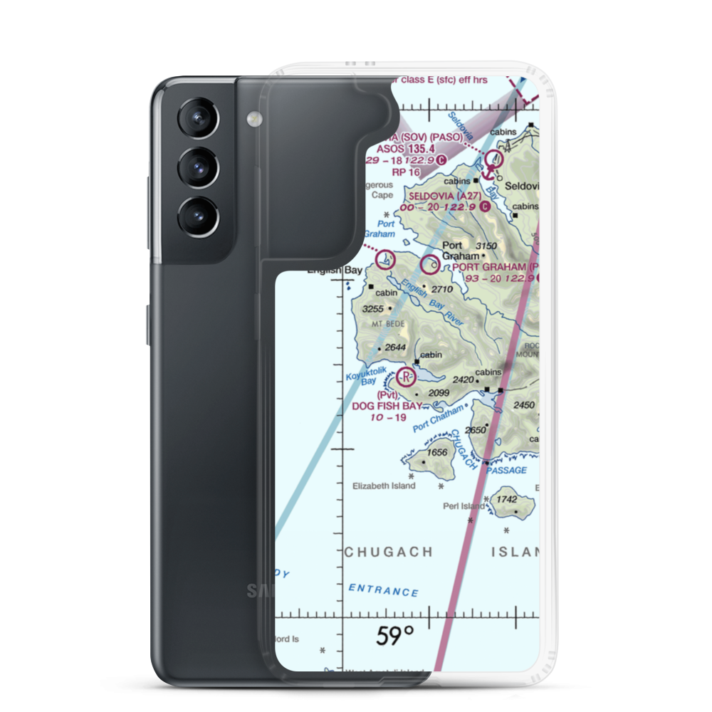 Dog Fish Bay Airport (AK07) VFR Sectional Samsung Case Samsung Galaxy S21 model shown