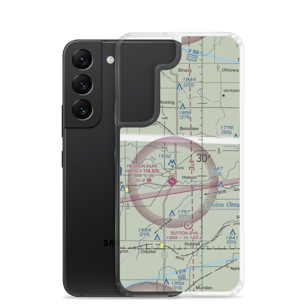 Dog Leg Airport (9NE9) VFR Sectional Samsung Case Samsung Galaxy S22 model shown