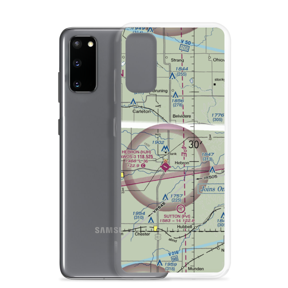 Dog Leg Airport (9NE9) VFR Sectional Samsung Case Samsung Galaxy S20 model shown