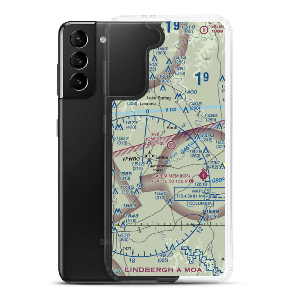 Domeyer Airport (13MO) VFR Sectional Samsung Case Samsung Galaxy S21 Plus model shown