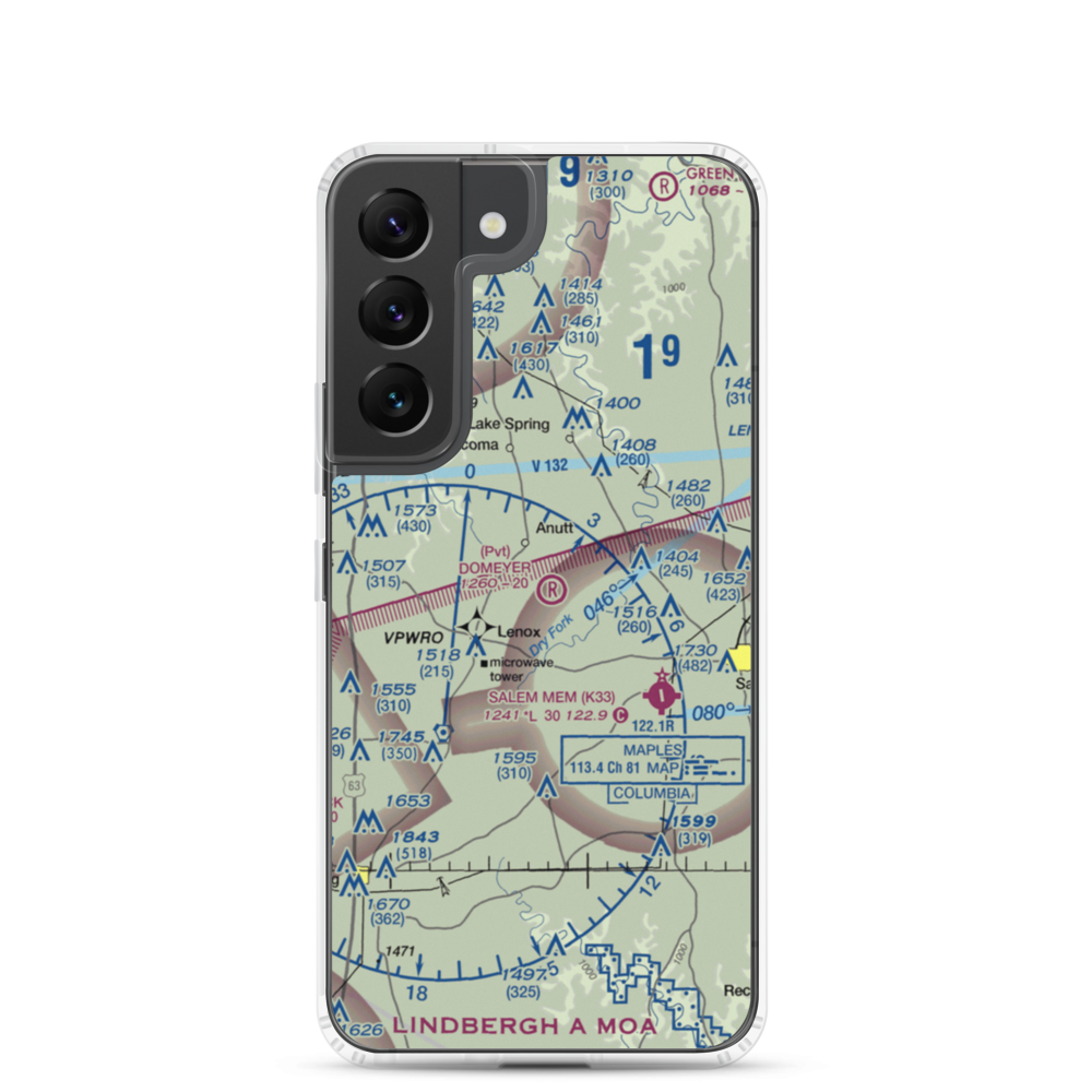 Domeyer Airport (13MO) VFR Sectional Samsung Case Samsung Galaxy S22 model shown
