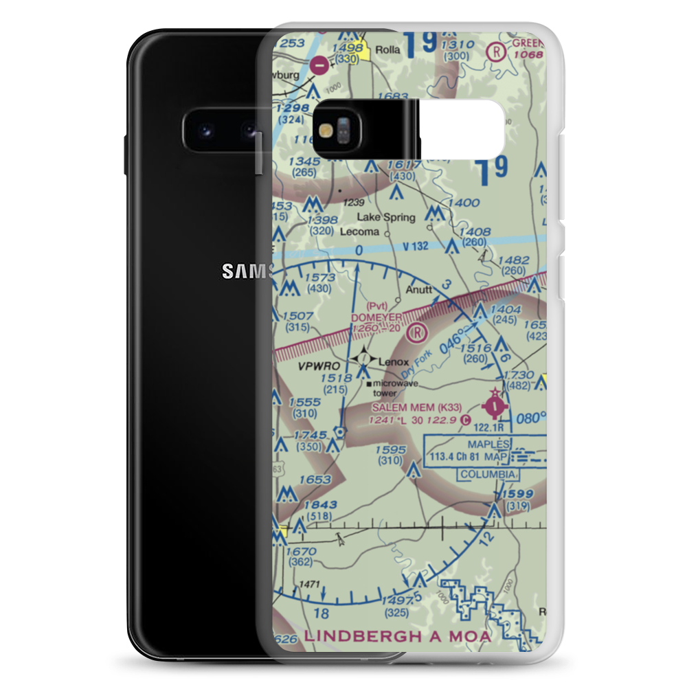 Domeyer Airport (13MO) VFR Sectional Samsung Case Samsung Galaxy S10+ model shown
