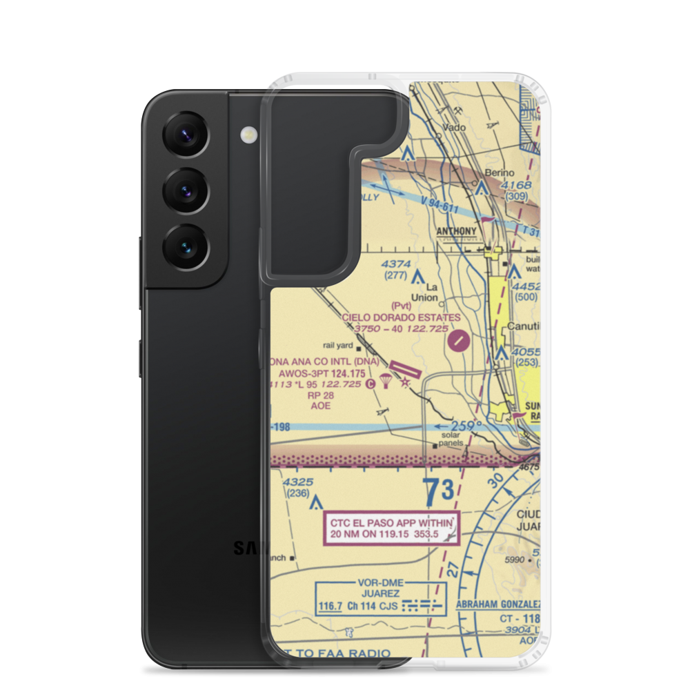 Doña Ana County International Jetport (DNA) VFR Sectional Samsung Case Samsung Galaxy S22 model shown
