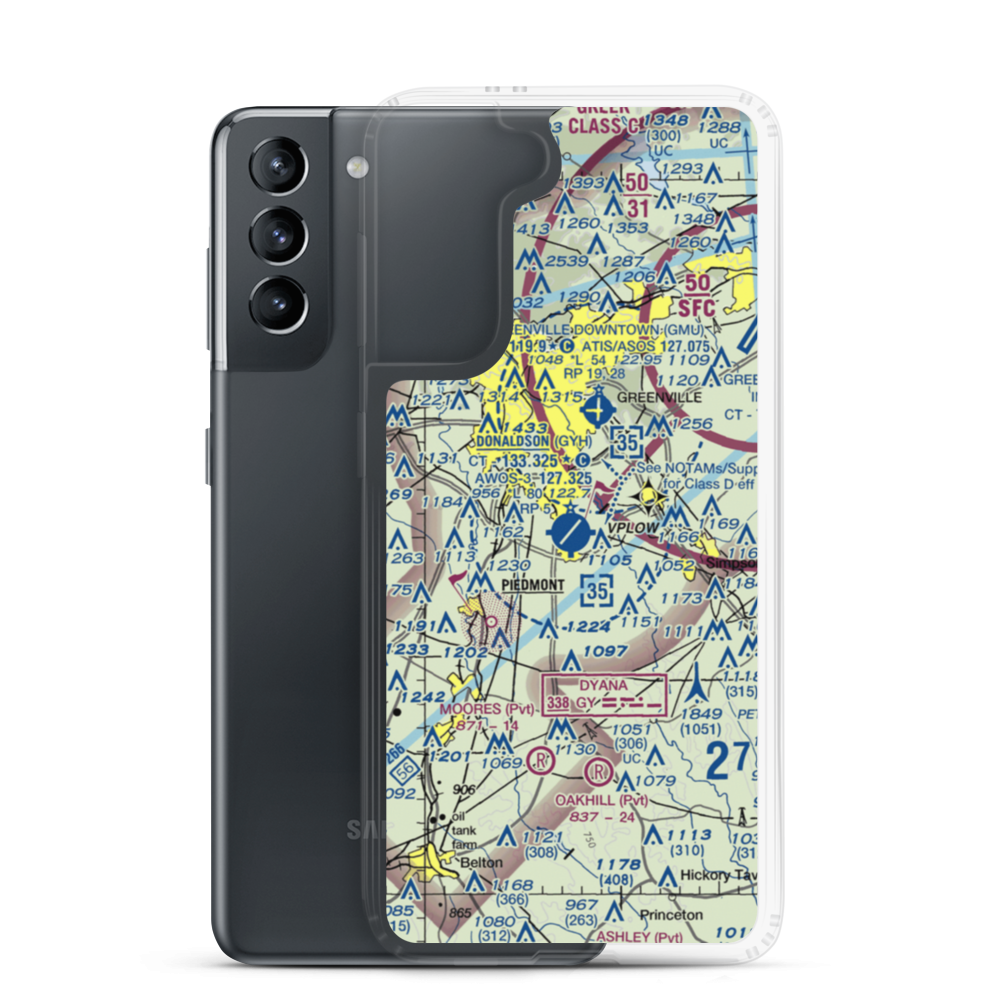 Donaldson Field Airport (GYH) VFR Sectional Samsung Case Samsung Galaxy S21 model shown