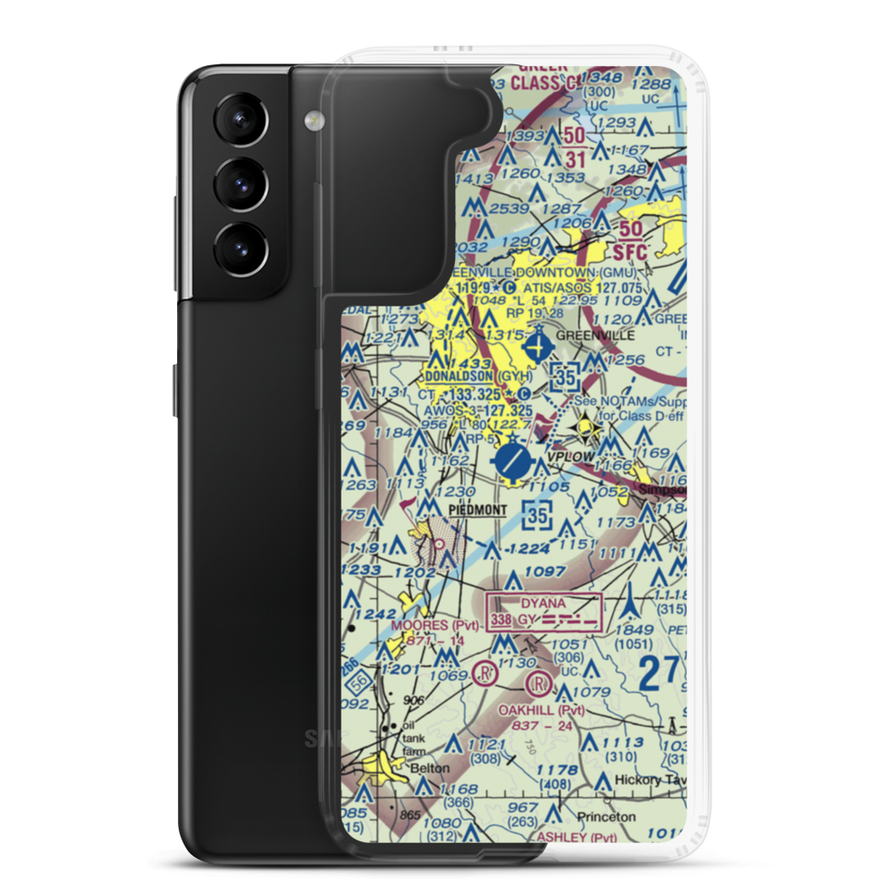 Donaldson Field Airport (GYH) VFR Sectional Samsung Case Samsung Galaxy S21 Plus model shown