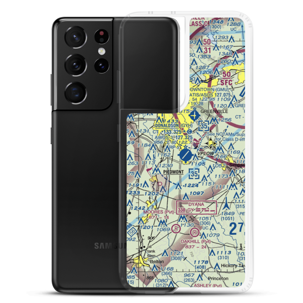 Donaldson Field Airport (GYH) VFR Sectional Samsung Case Samsung Galaxy S21 Ultra model shown