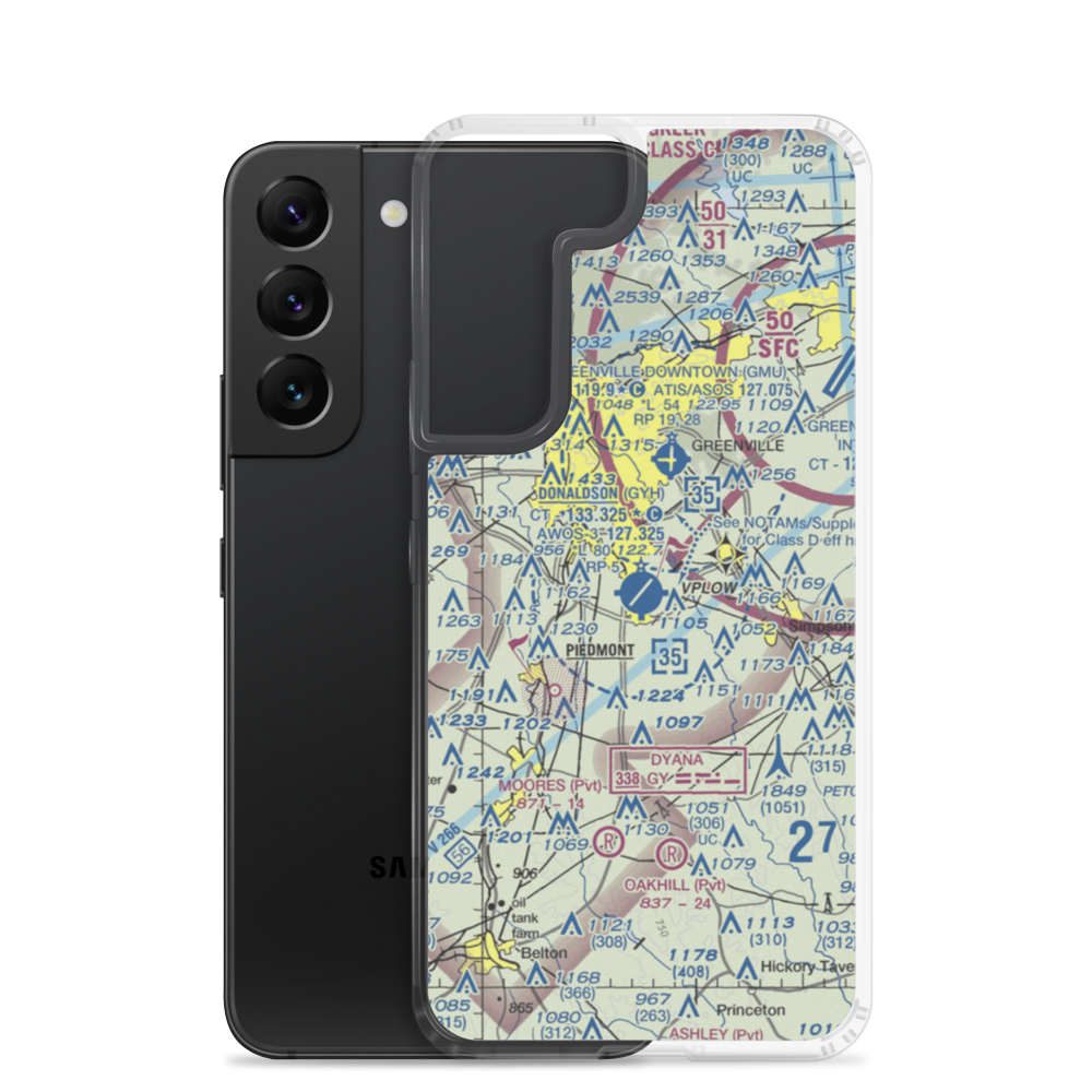 Donaldson Field Airport (GYH) VFR Sectional Samsung Case Samsung Galaxy S22 model shown