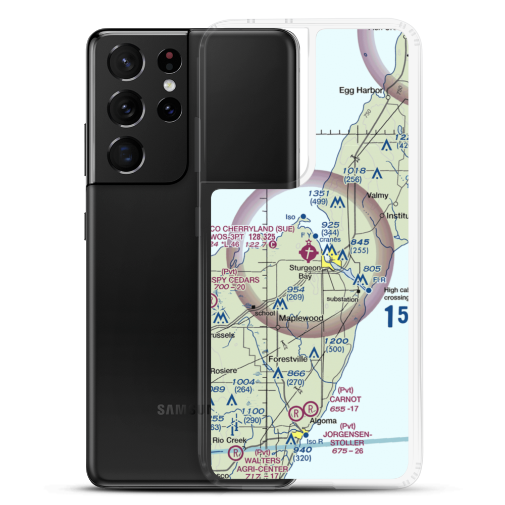 Door County Cherryland Airport (SUE) VFR Sectional Samsung Case Samsung Galaxy S21 Ultra model shown