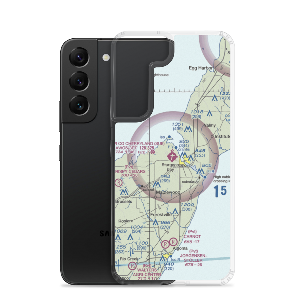 Door County Cherryland Airport (SUE) VFR Sectional Samsung Case Samsung Galaxy S22 model shown
