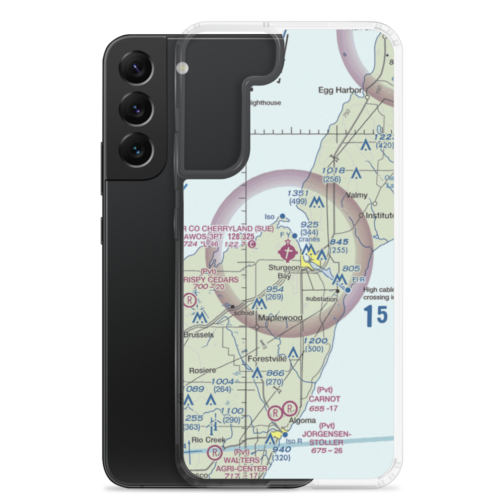 Door County Cherryland Airport (SUE) VFR Sectional Samsung Case Samsung Galaxy S22 Plus model shown