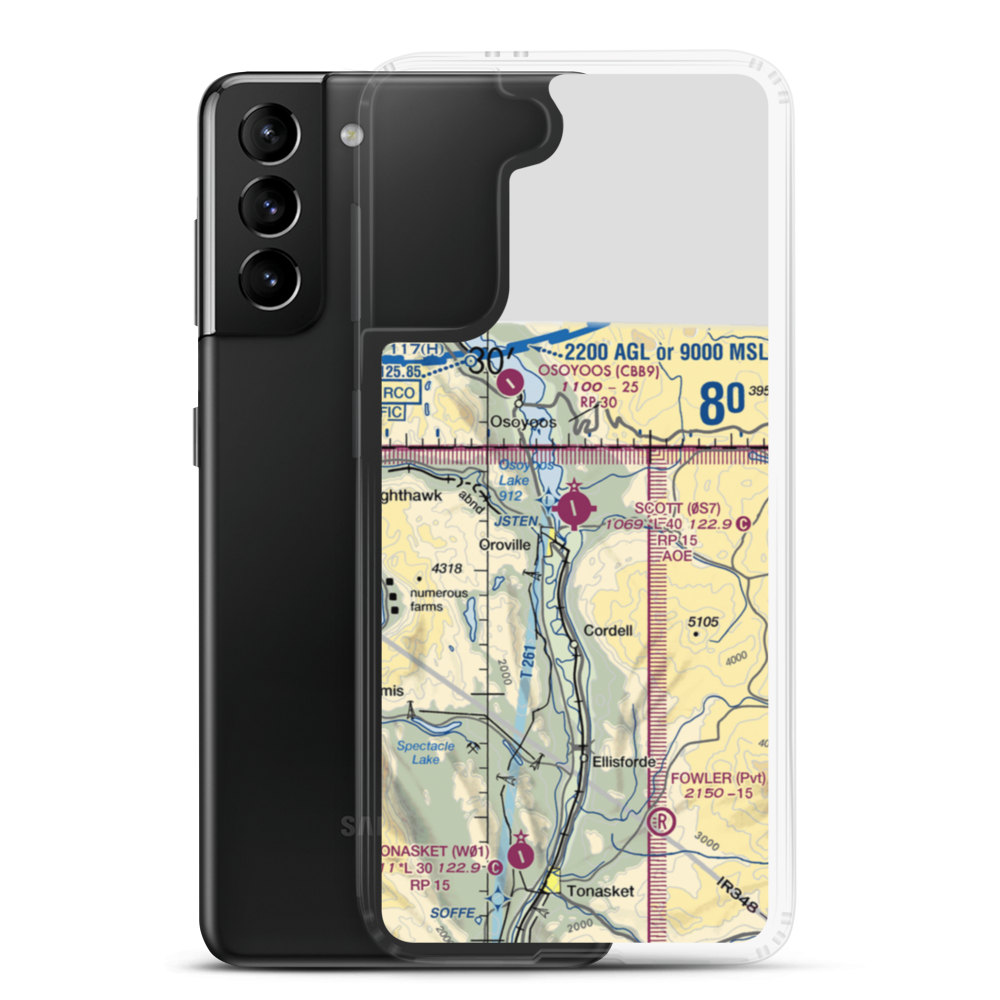 Dorothy Scott Airport (0S7) VFR Sectional Samsung Case Samsung Galaxy S21 Plus model shown