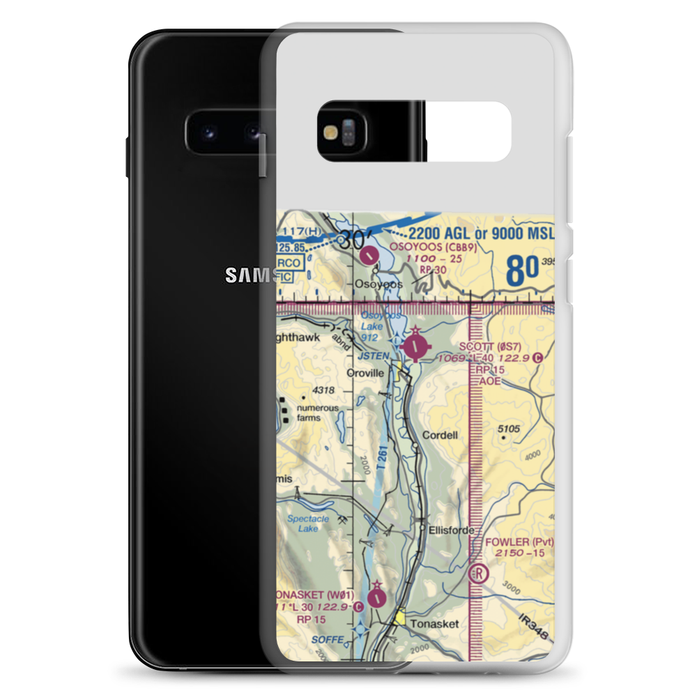 Dorothy Scott Airport (0S7) VFR Sectional Samsung Case Samsung Galaxy S10+ model shown