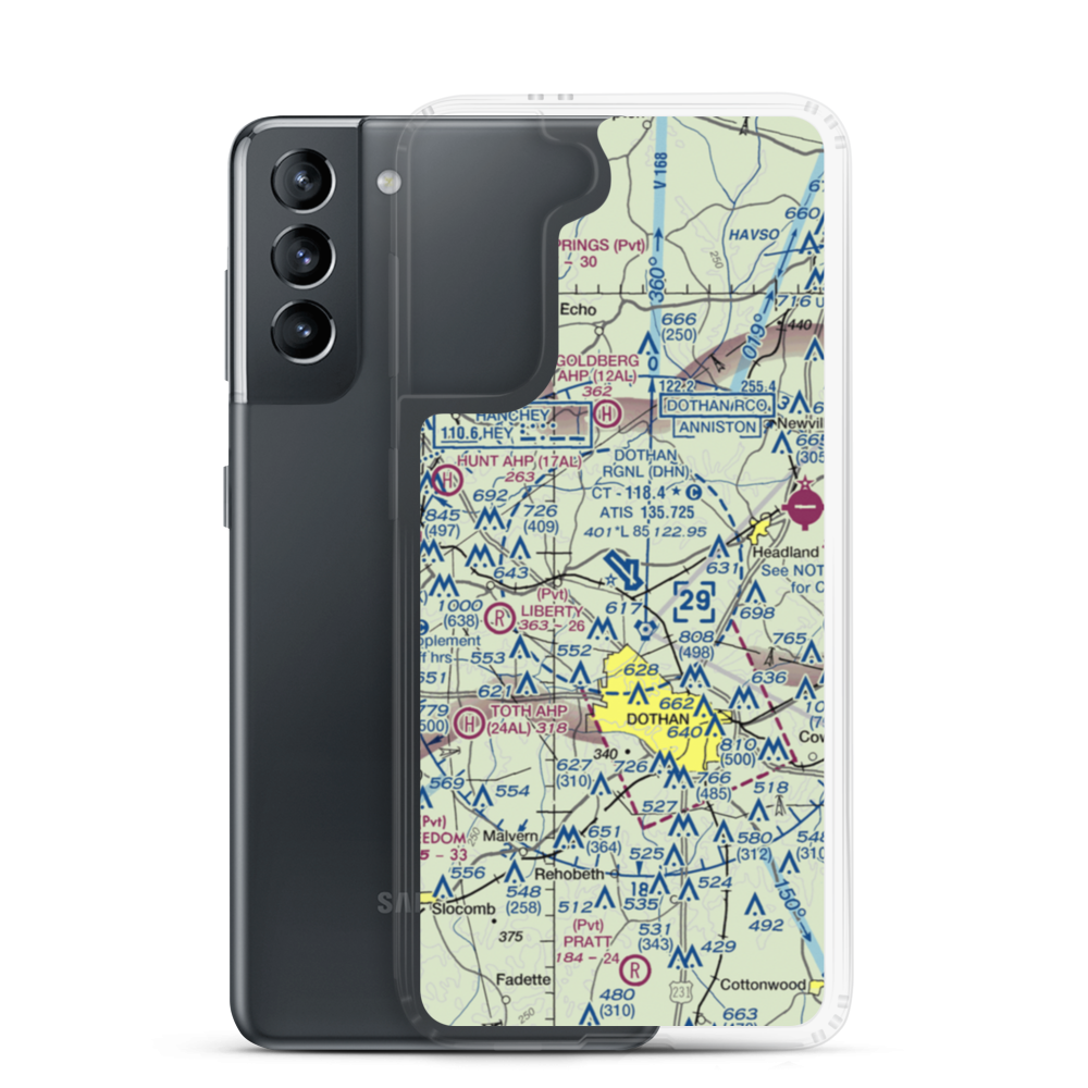 Dothan Regional Airport (DHN) VFR Sectional Samsung Case Samsung Galaxy S21 model shown