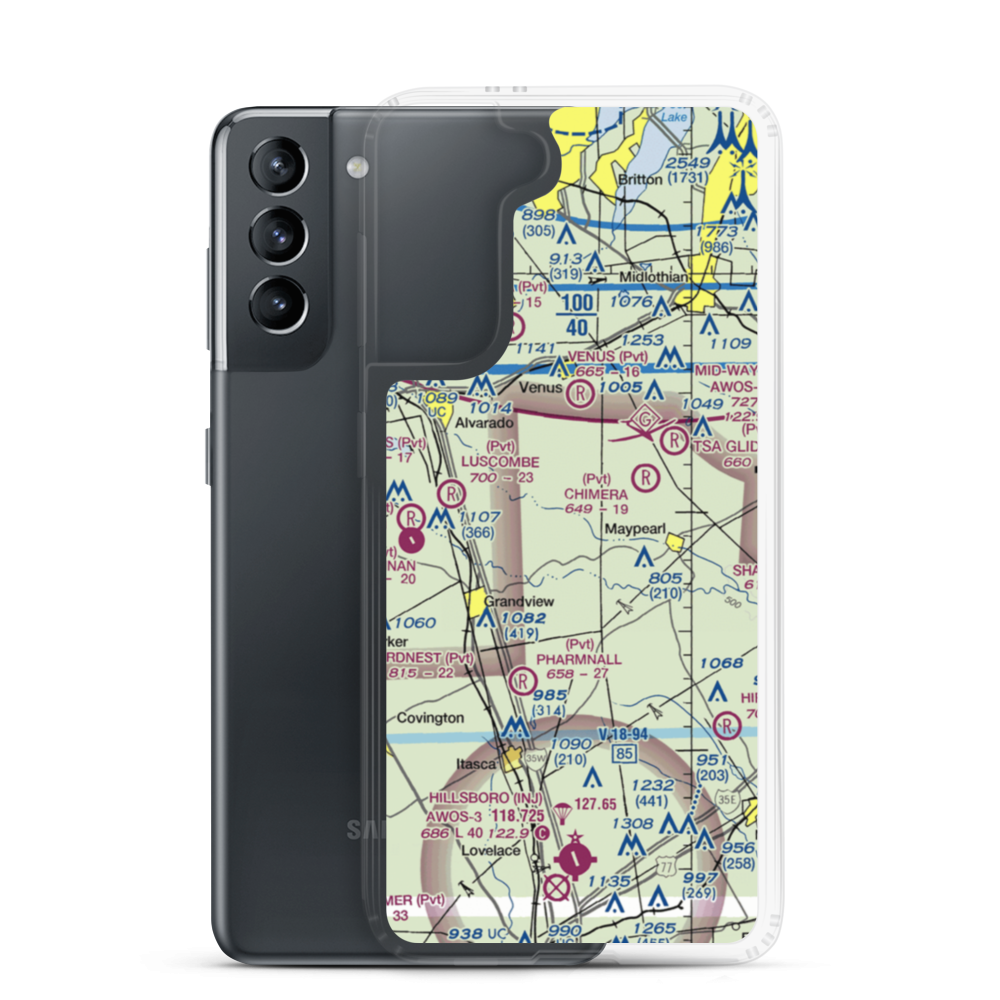 Double A Airport (XA75) VFR Sectional Samsung Case Samsung Galaxy S21 model shown