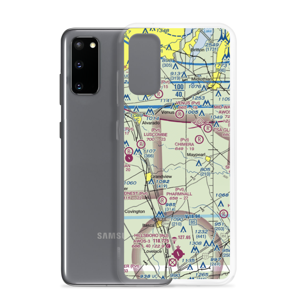 Double A Airport (XA75) VFR Sectional Samsung Case Samsung Galaxy S20 model shown