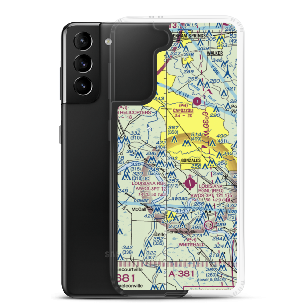 Double H Ranch Airport (0LA1) VFR Sectional Samsung Case Samsung Galaxy S21 Plus model shown