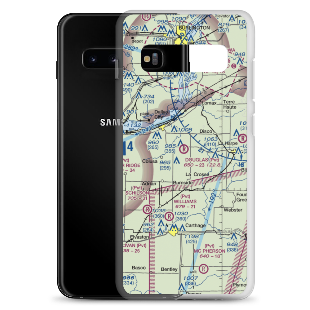 Douglas Airport (IL84) VFR Sectional Samsung Case Samsung Galaxy S10+ model shown