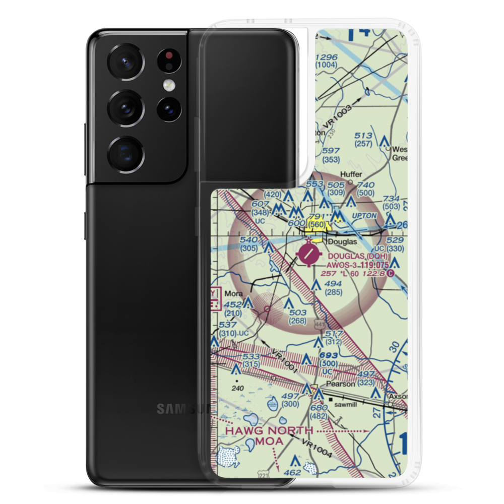 Douglas Municipal Airport (DQH) VFR Sectional Samsung Case Samsung Galaxy S21 Ultra model shown