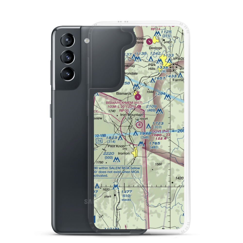 Dove Airstrip (MO81) VFR Sectional Samsung Case Samsung Galaxy S21 model shown
