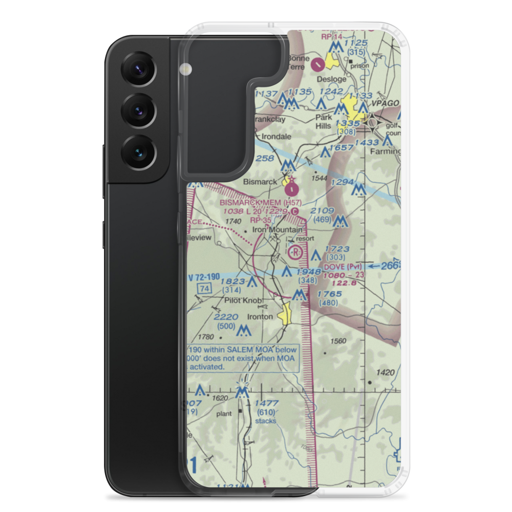 Dove Airstrip (MO81) VFR Sectional Samsung Case Samsung Galaxy S22 Plus model shown