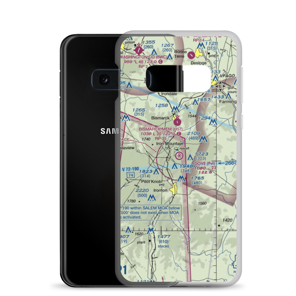 Dove Airstrip (MO81) VFR Sectional Samsung Case Samsung Galaxy S10e model shown