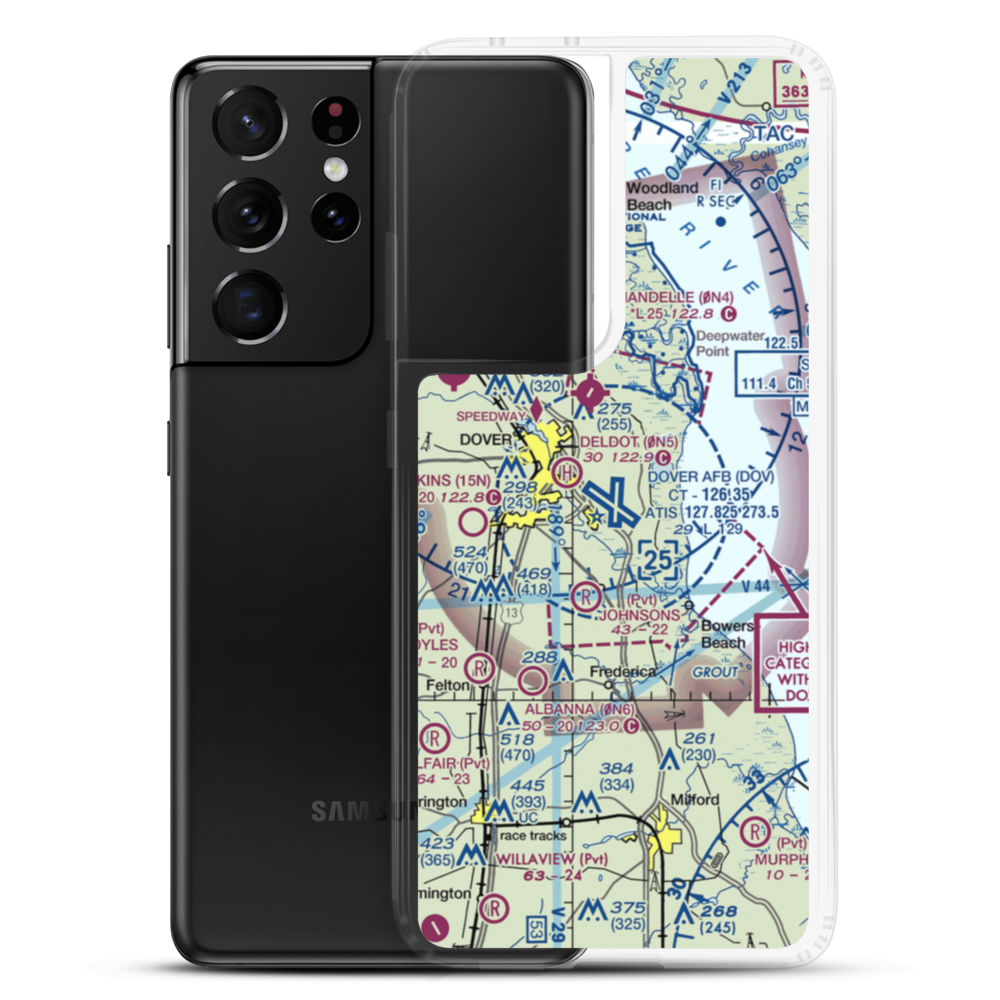 Dover Air Force Base (DOV) VFR Sectional Samsung Case Samsung Galaxy S21 Ultra model shown