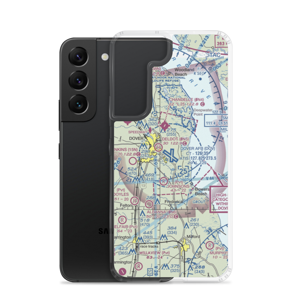 Dover Air Force Base (DOV) VFR Sectional Samsung Case Samsung Galaxy S22 model shown