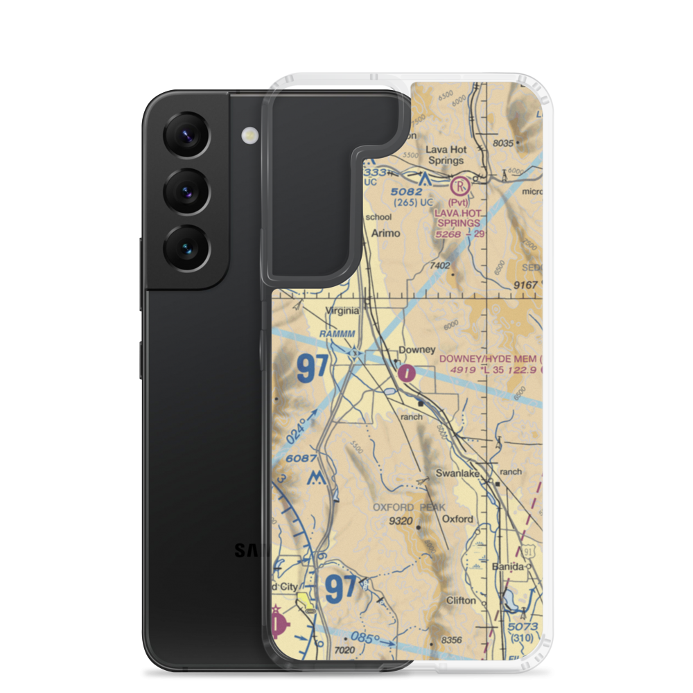 Downey/Hyde Memorial Airport (U58) VFR Sectional Samsung Case Samsung Galaxy S22 model shown