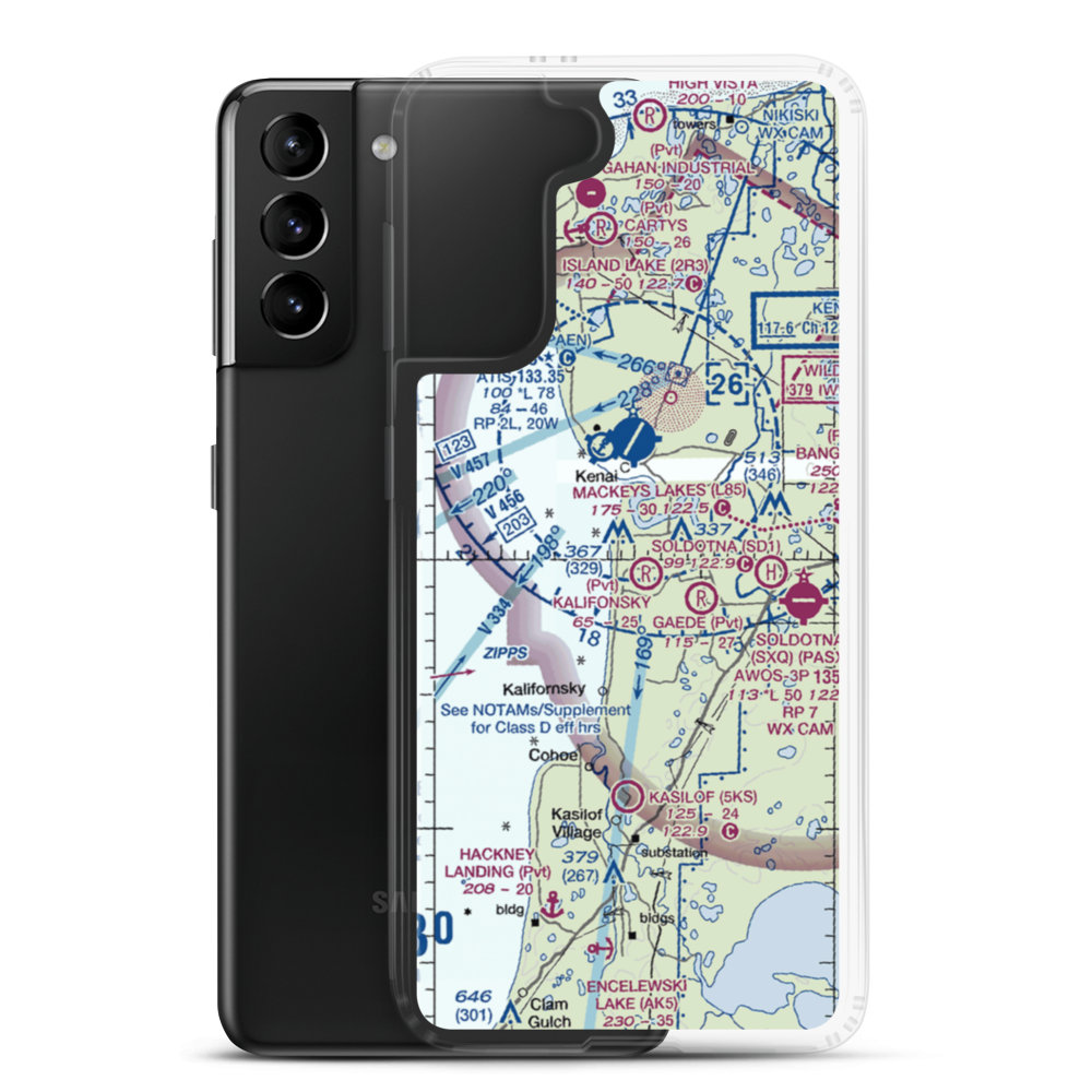 Doyle Estates Airport (30AK) VFR Sectional Samsung Case Samsung Galaxy S21 Plus model shown