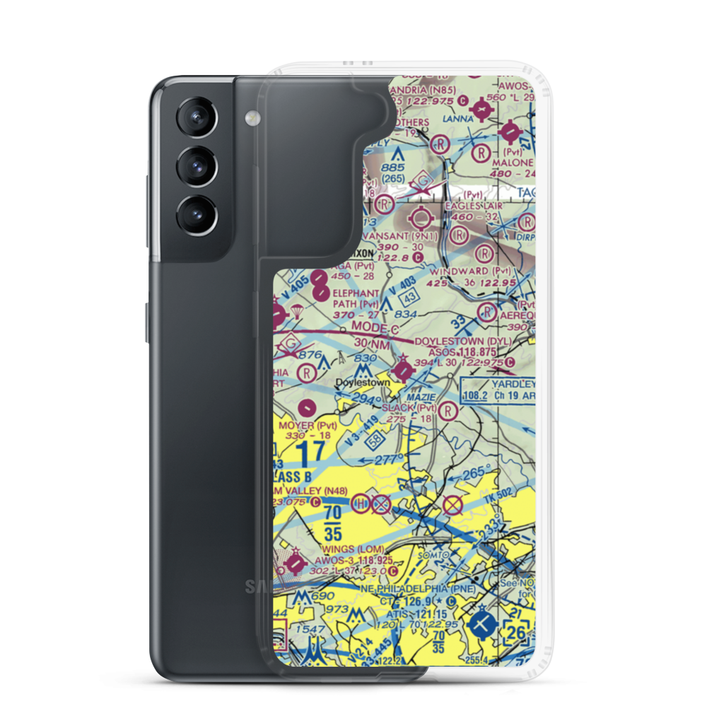 Doylestown Airport (DYL) VFR Sectional Samsung Case Samsung Galaxy S21 model shown