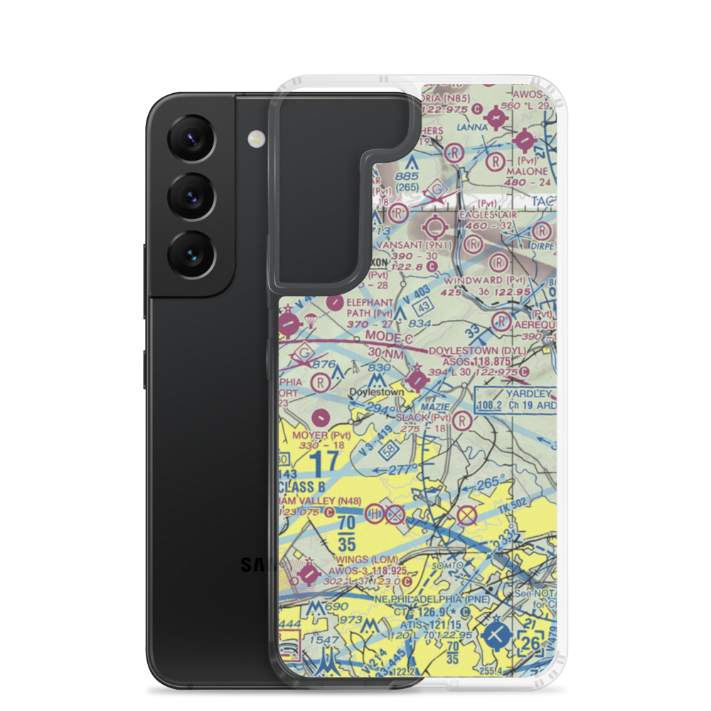 Doylestown Airport (DYL) VFR Sectional Samsung Case Samsung Galaxy S22 model shown