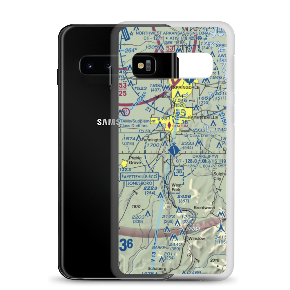 Drake Field (FYV) VFR Sectional Samsung Case Samsung Galaxy S10 model shown