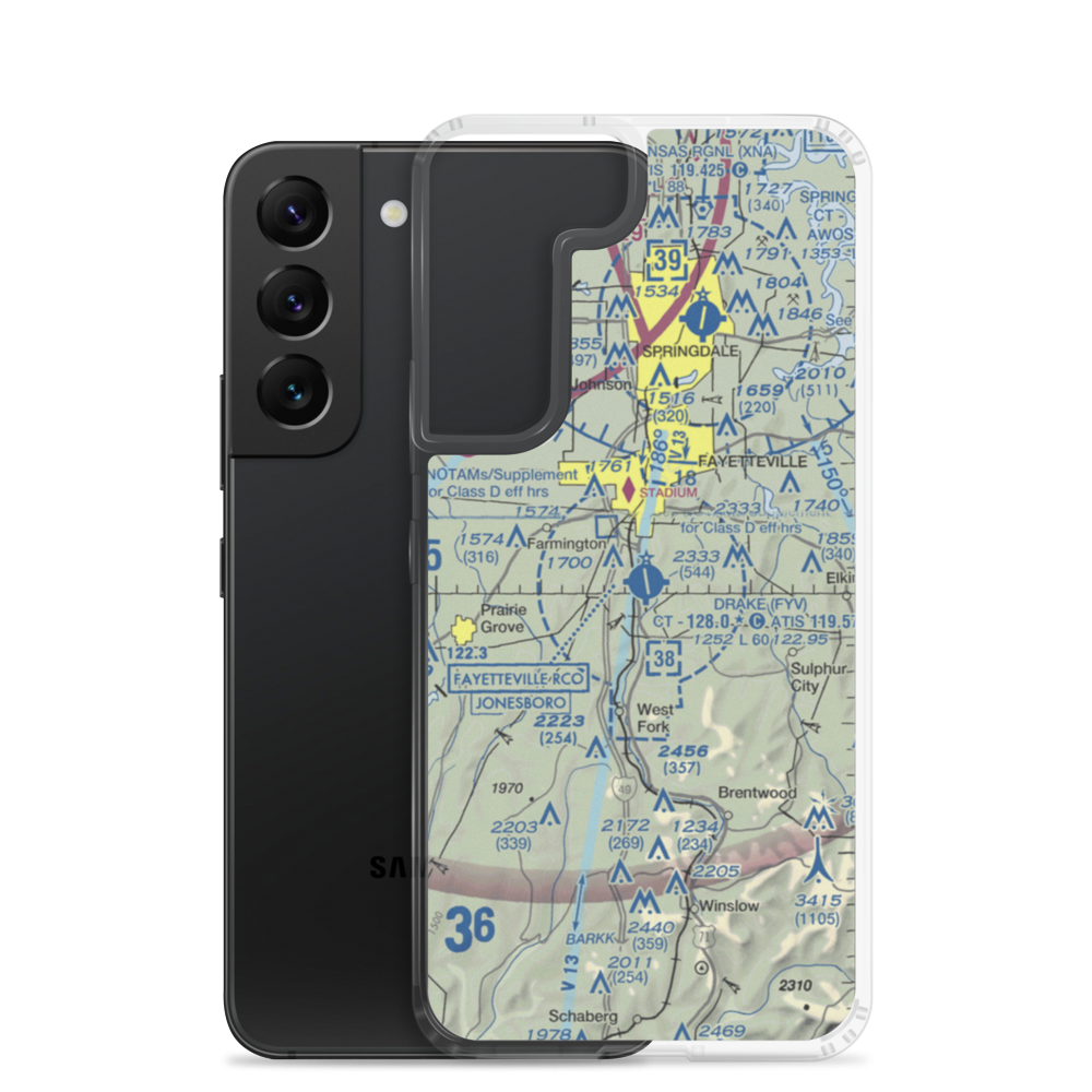 Drake Field (FYV) VFR Sectional Samsung Case Samsung Galaxy S22 model shown