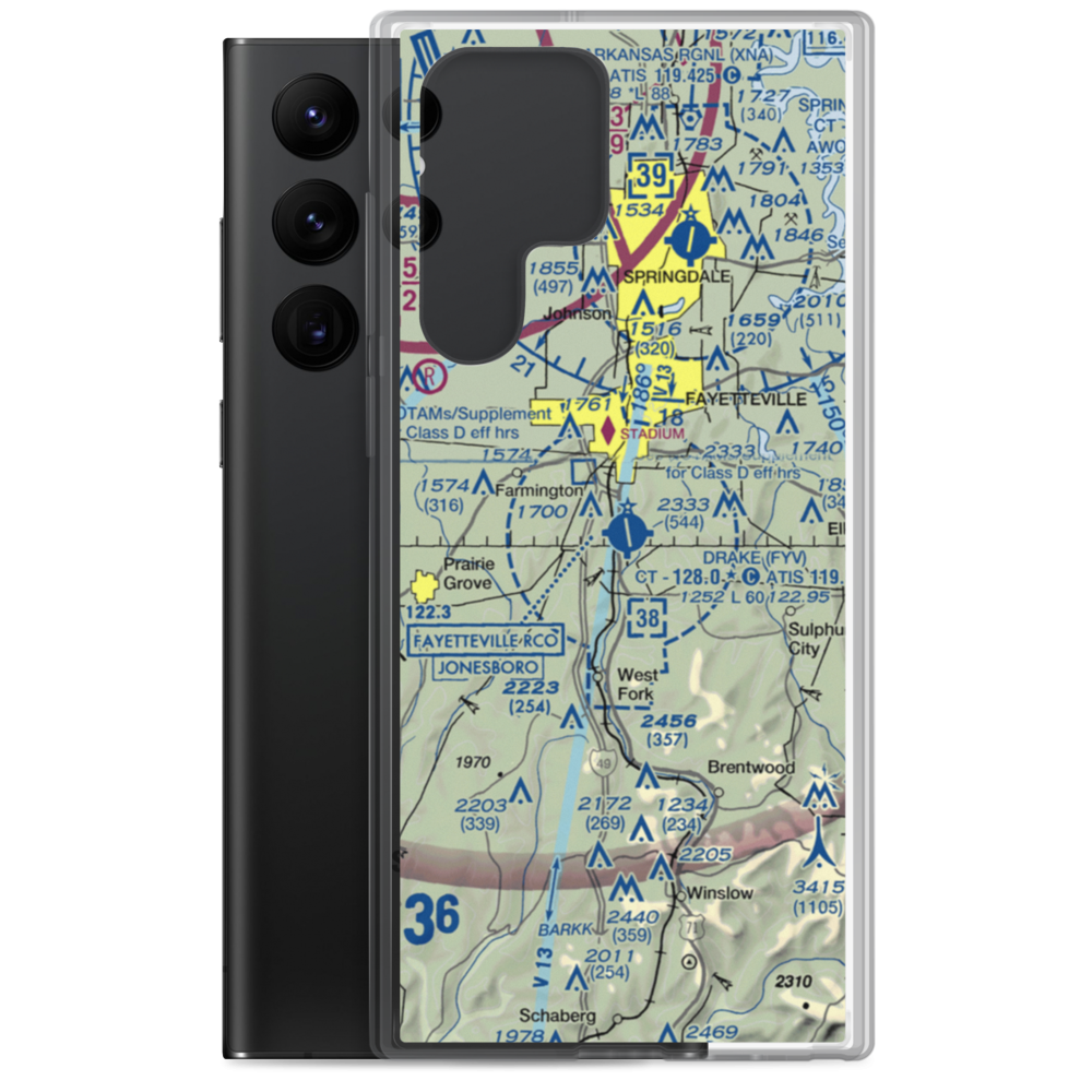 Drake Field (FYV) VFR Sectional Samsung Case Samsung Galaxy S22 Ultra model shown