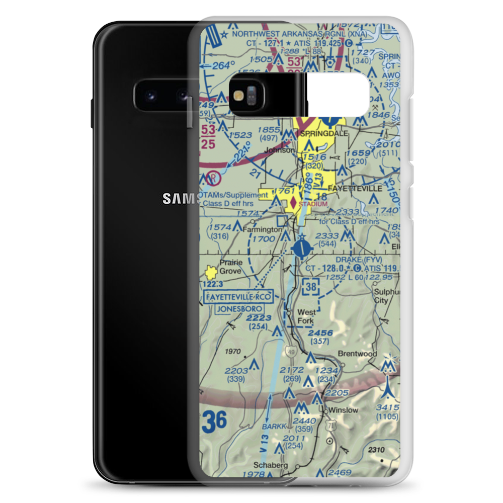 Drake Field (FYV) VFR Sectional Samsung Case Samsung Galaxy S10+ model shown
