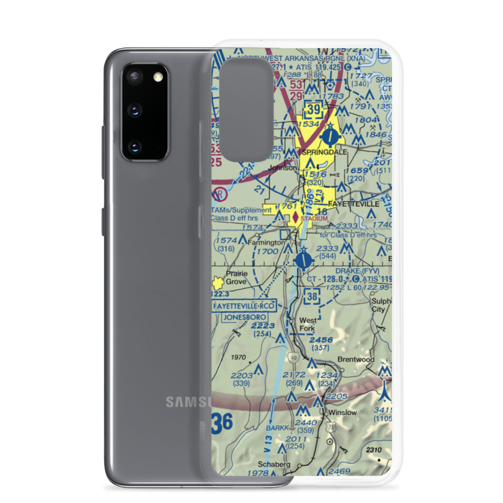 Drake Field (FYV) VFR Sectional Samsung Case Samsung Galaxy S20 model shown