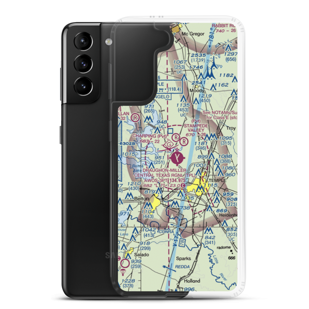 Draughon Miller Central Texas Regional Airport (TPL) VFR Sectional Samsung Case Samsung Galaxy S21 Plus model shown