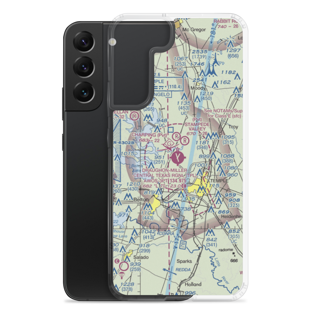 Draughon Miller Central Texas Regional Airport (TPL) VFR Sectional Samsung Case Samsung Galaxy S22 Plus model shown